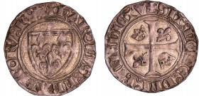 Charles VI (1380-1422) - Blanc guénar - 4ème émission (20 octobre 1411) Romans
A/ + KAROLVS FRANCORV REX. Ecu de France. 
R/ + SIT NOME DNI BENEDICT...