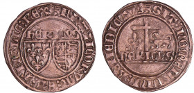 Henry VI de Lancastre (1422-1453) - Blanc aux écus - Rouen
A/ (léopard) FRANCORVM ET ANGLIE REX. Ecus accostés de France et de France-Angleterre. Au-...