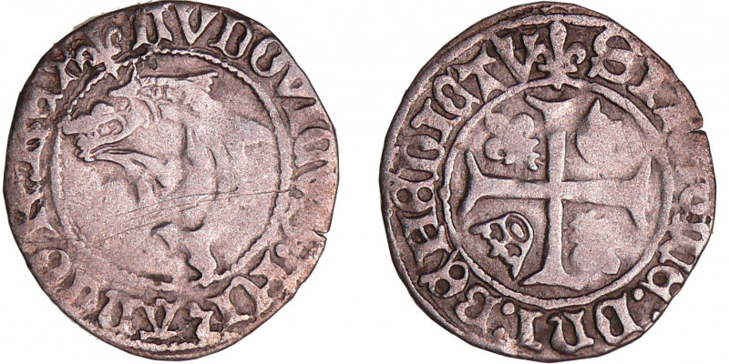 Louis XII (1498-1514) - Liard au dauphin - Troyes
A/ (lis) LVDOVICVS FRANCORVM ...