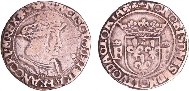 François 1er (1515-1547) - Teston - 13ème type - Lyon
A/ + FRANCISCVS: DEI: GRA...