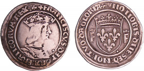 François 1er (1515-1547) - Teston - 13ème type - Lyon
A/ + FRANCISCVS: DEI: GRA: FRANCORVM: REX: (trèfle). Buste du roi à droite, coiffé d'une couron...