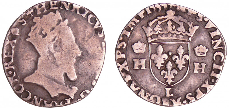 Henri II (1547-1559) - Demi-teston à la tête couronnée - 1555 L (Bayonne)
A/ + ...