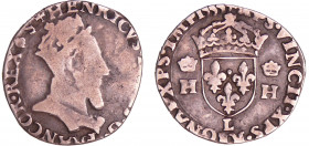 Henri II (1547-1559) - Demi-teston à la tête couronnée - 1555 L (Bayonne)
A/ + HENRICVS. II. D. G. FRANC. REX. Buste lauré à droite. 
R/ + XPS. VINC...