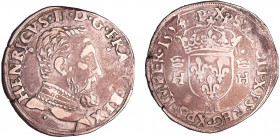 Henri II (1547-1559) - Teston à la tête nue - 5ème type - 1554 M (Toulouse)
A/ + HENRICVS. II. D. G. FRANC. REX. Buste lauré à droite. 
R/ + XPS. VI...