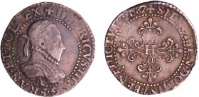 Henri III (1574-1589) - Demi-franc au col plat - 1587 A (Paris)
A/ + HENRICVS. III. D. G. FRAN. ET. POL. REX. Buste au col plat, lauré et cuirassé à ...