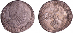Henri III (1574-1589) - Demi-franc au col plat - 1590 K (Bordeaux)
A/ + HENRICVS[. III. D. G. FRANC. E]T. POL. REX 1590. Buste lauré et cuirassé à dr...