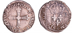Henri III (1574-1589) - Quart d'écu - 1583 T (Nantes)
A/ + HENRICVS. III. D. G FRANC. ET. POL. REX 1583. Croix fleurdelisée. 
R/ + SIT NOMEN DOMINI ...