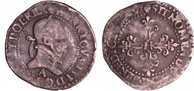 Henri III (1574-1589) - Quart de franc au col plat - 1577 A (Paris)
A/. HENRICVS. III. D. G. FRAN. ET. POL. REX. Buste au col plat, lauré et cuirassé...