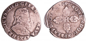 Henri IV (1589-1610) - Demi-franc - 1596 S (Troyes).
A/ + HENRICVS IIII D G FRANC ET NAVA REX. Buste lauré et cuirassé à droite, lettre d'atelier sou...