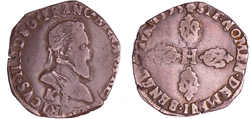 Henri IV (1589-1610) - Demi-franc - 2 ème type - 1595 K (Bordeaux)
A/ + HENRICV...