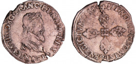 Henri IV (1589-1610) - Demi-franc - 2ème type - 1599 K (Bordeaux)
A/ + HENRICVS IIII D G FRANC ET NAVA REX. Buste lauré et cuirassé à droite. Lettre ...