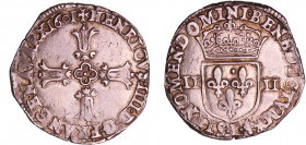 Henri IV (1589-1610) - Quart d'écu croix feuillue - 1601 L (Bayonne)
A/ + HENRICVS. IIII. D. G. FRANC. E. NAVA. RX 1601. Croix feuillue avec quadrilo...
