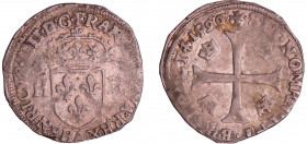 Henri IV (1589-1610) - Douzain - 1er type - 1596 A (Paris)
A/ HENRICVS IIII D G FRAN ET NAVA REX. Ecu de France couronnée et accosté de deux H. Ateli...