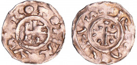 Normandie - Richard 1er et Hugues, archevêque de Rouen - Denier
Hugues, archevêque de Rouen (943-996). A/ RICARDVS. Croix cantonnée de quatre besants...