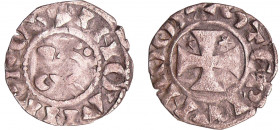 Bretagne - Comté de Penthièvre - Etienne Ier - Denier
Etienne Ier (1093-1138). A/ + GVINGAMP. Tête à droite. 
R/ + STEPHAN COM. Croix cantonnée en 1...