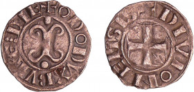 Bourgogne - Eudes II - Denier (Dijon)
Eudes II (1143-1162). A/ + ODO DVX BURG : DIE. Anille. 
R/ + DIVIONENSIS. Croix cantonnée de deux pointes de f...