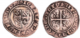 Bourgogne - Jean Sans Peur - Grand blanc (Saint-Laurent)
Jean Sans Peur (1404-1419). A/ IOHANES DVX BVRGVNDIE. Ecu écartelé de Bourgogne. 
R/ SIT NO...