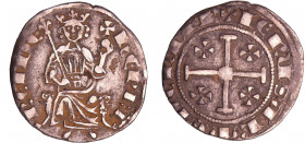 Chypre - Henri II - Gros de Jérusalem (Nicosie)
Henri II second règne (1310-1324). A/ HENRI REI DE. Le roi assis de face sur un trône à tête de lion....