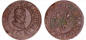 Louis XIII (1610-1643) - Double tournois au buste juvénile et col plat - 1624 O (Riom)
TTB
L4L.41-Ga.8-CGKL.424
Cu ; 2.78 gr ; 20 mm