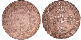 Louis XIII (1610-1643) - Essai du franc 1616, en étain
A/LVDOVICVS XIII GRATIA FRANCORVM ET NAVARRAE REX Ecu de France couronné posé sur deux rameaux...