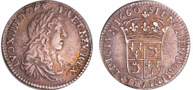 Louis XIV (1643-1715) - 1/12 d'écu du Dauphiné au buste juvénile - 1660 Z (Grenoble)
TTB+
L4L.209-Ga.116
Ar ; 2.20 gr ; 21 mm