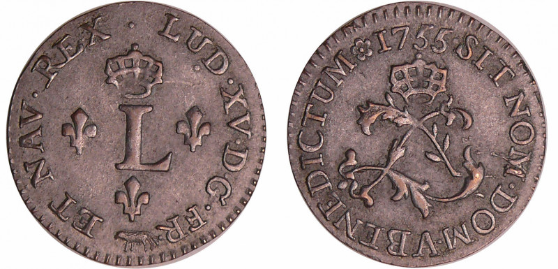 Louis XV (1715-1774) - Double sol de billon - 1755 A (Paris)
SUP
L4L.499-Ga.28...