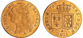 Louis XVI (1774-1792) - Louis d’or au buste nu - 1786 A (Paris)
SPL
L4L.539-Ga.361
Au ; 7.67 gr ; 24 mm
Monnaie avec son brillant de frappe.
