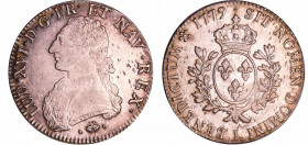 Louis XVI (1774-1792) - Ecu aux branches d’olivier - 1779 L (Bayonne)
TTB
L4L.540-Ga.356
Ar ; 29.37 gr ; 42 mm