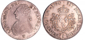 Louis XVI (1774-1792) - Ecu aux branches d’olivier - 1790 I (Limoges)
SUP
L4L.540-Ga.356
Ar ; 29.32 gr ; 42 mm