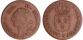 Louis XVI (1774-1792) - Sol - 1791 B (Rouen)
TB+
L4L.547-Ga.350
Cu ; 12.14 gr ; 29 m