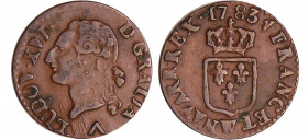 Louis XVI (1774-1792) - Liard - 1783 W (Lille)
TTB
L4L.549-Ga.348
Cu ; 2.34 gr ; 21 mm