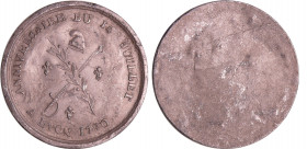 France - Révolution - Anniversaire du 14 juillet 1790 à Lyon
SUP
Etain ; 10.13 gr ; 43 mm