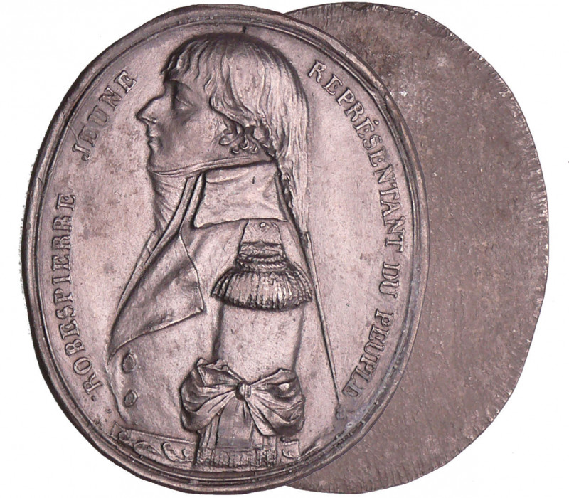 France - Révolution - Médaille uniface, Robespierre jeune représentant du peuple...