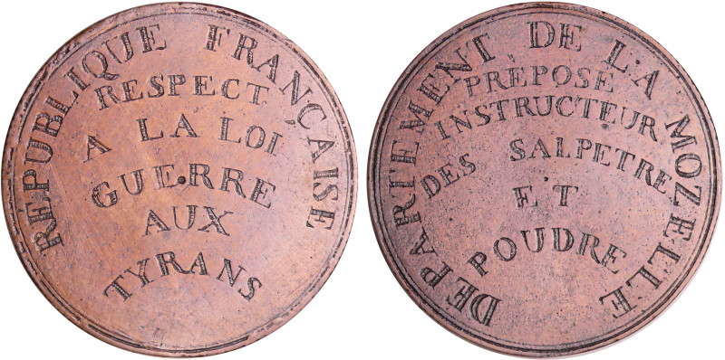 France - Révolution - Instructeur des Poudres et Salpêtres. Médaille de préposé ...