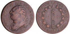 Constitution (1791-1792) - 12 deniers type FRANCOIS 1791 R (Orléans)
TTB
Ga.15
Cu ; 11.79 gr ; 29 mm