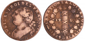 Constitution (1791-1792) - 12 deniers type FRANCOIS 1792 Q (Perpignan)
TB
Ga.15
Cu ; 10.16 gr ; 29 mm