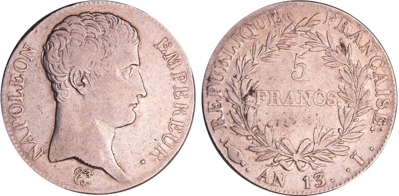 Napoléon 1er (1804-1814) - 5 francs An 13 I (Limoges)
TB
Ga.580-F.303
Ar ; 24...