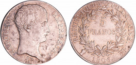 Napoléon 1er (1804-1814) - 5 francs calendrier grégorien 1806 BB (Strasbourg)
TTB+
Ga.581-F.304
Ar ; 24.82 gr ; 37 mm