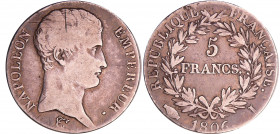 Napoléon 1er (1804-1814) - 5 francs calendrier grégorien 1806 I (Limoges)
B
Ga.581-F.304
Ar ; 24.54 gr ; 37 mm