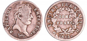 Napoléon 1er (1804-1814) - 1/2 franc revers empire 1813 H (La Rochelle)
TB
Ga.399-F.178
Ar ; 2.47 gr ; 18 mm