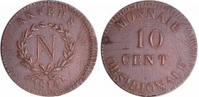 Napoléon 1er (1804-1814) - 10 centimes Siège d'Anvers 1814
TTB
Ga.191a-VG.2332 -F.130A
Br ; 26.79 gr ; 35 mm