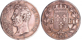 Charles X (1824-1830) - 5 francs 1er type 1826 I (Limoges)
TB
Ga.643-F.310
Ar ; 24.64 gr ; 37 mm