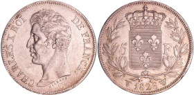 Charles X (1824-1830) - 5 francs 1er type 1826 W (Lille)
SUP
Ga.643-F.310
Ar ; 24.97 gr ; 37 mm