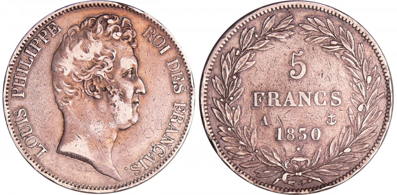 Louis-Philippe Ier (1830-1848) - 5 francs tête nue sans le I tranche en creux 18...