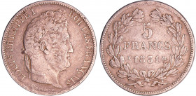 Louis-Philippe Ier (1830-1848) - 5 francs tête laurée 1er type tranche en creux 1831 K (Bordeaux)
TB+
Ga.677-F.319
Ar ; 24.50 gr ; 37 mm