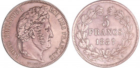 Louis-Philippe Ier (1830-1848) - 5 francs tête laurée 2ème type 1837 B (Rouen)
SUP
Ga.678-F.324
Ar ; 24.87 gr ; 37 mm