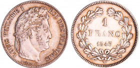 Louis-Philippe Ier (1830-1848) - 1 franc tête laurée 1843 W (Lille)
TTB
Ga.453-F.210
Ar ; 4.99 gr ; 23 mm
Traces de nettoyage.