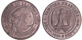 Napoléon III (1852-1870) - Satirique - Module de la 5 centimes 1870, en étain
SUP
MCN.60.45
Etain ; 8.13 gr ; 28 mm