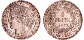 Troisième république (1871-1940) - 1 franc Cérès 1872 A (Paris)
SPL
Ga.465-F.216
Ar ; 4.97 gr ; 23 mm