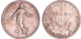 Troisième république (1871-1940) - 1 franc Semeuse 1914 C
SUP+
Ga.467-F.217
Ar ; 4.99 gr ; 23 mm